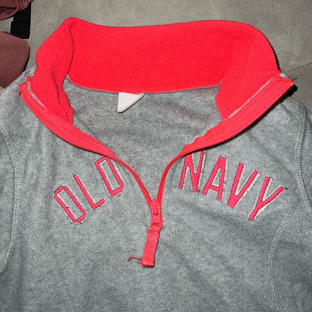 Girl’s Pink And Gray Old Navy Fleece Pullover Size Large 10/12